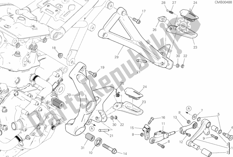 All parts for the Footrests, Left of the Ducati Monster 1200 S 2017
